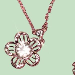 Girls' Rose Gold Pltd Flower Necklace
